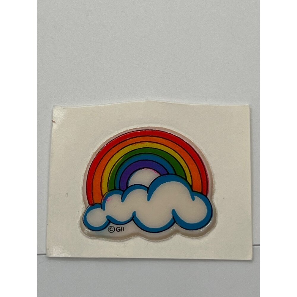 Vintage GII Rainbow & Cloud Sticker 1980s Unused 1.5" New Unused
